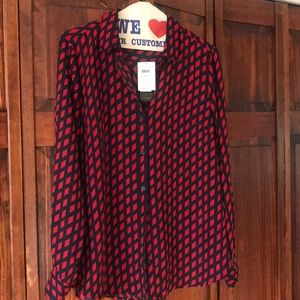 NWT Banana Republic Navy and Red Blouse